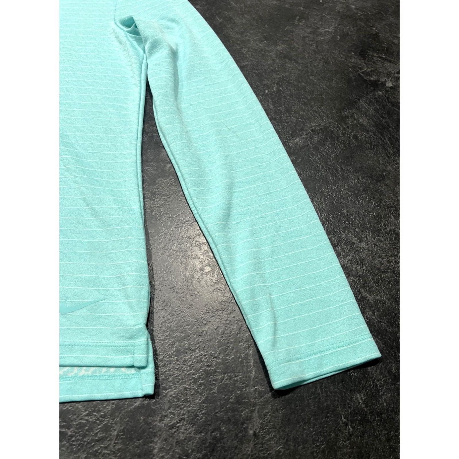 Nike Nike Dri-FIT Polo Shirt Womens M Aqua Green Stripe Long Sleeve Golf Shirt Size M / US 6-8 / IT 42-44 - 4 Thumbnail