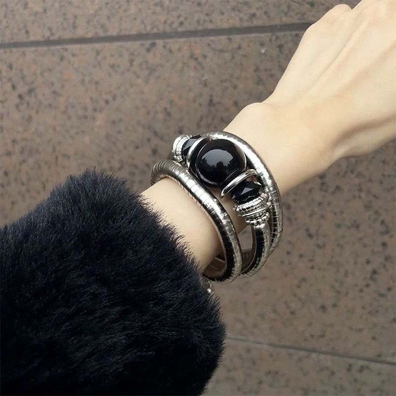 Jewelry Black Agate Stretch Bracelet Size ONE SIZE - 1 Thumbnail