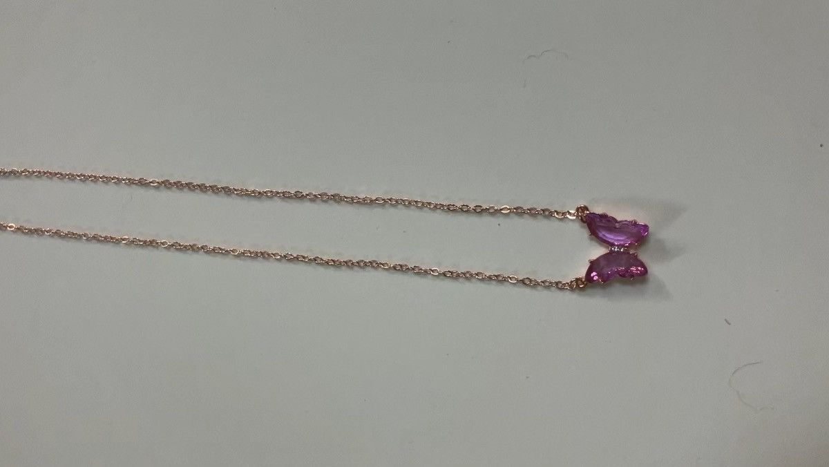 Handmade Gold Purple Mystic Jeweled Butterfly Pendant Necklace Size ONE SIZE - 5 Thumbnail