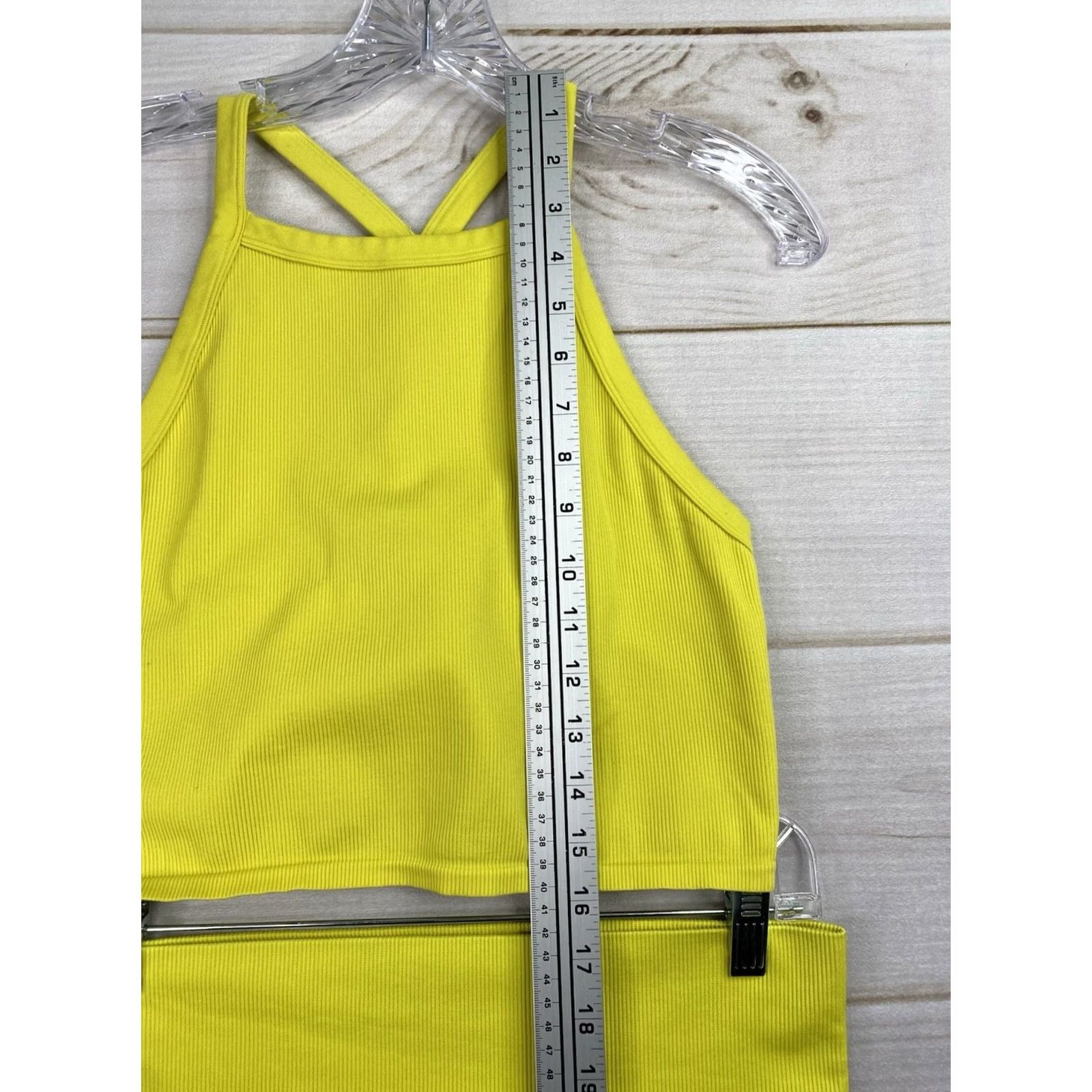 Vintage Wild Fable Yellow Crop Top Shorts XXL Workout Set Halter Ribbed Knit Gym Womens Size XXL / US 16-18 / IT 52-54 - 3 Thumbnail