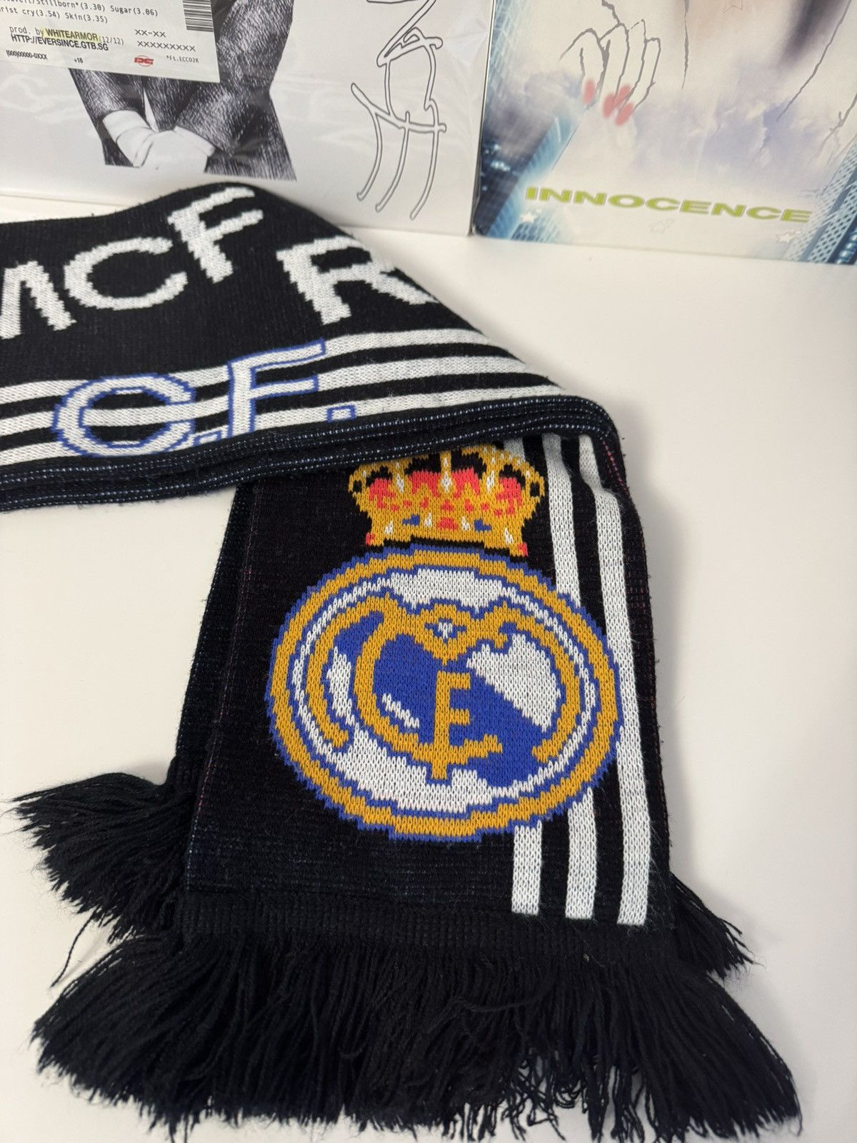 Adidas Real Madrid RMCF Adidas Fans Scarf Black Retro Size ONE SIZE - 2 Thumbnail