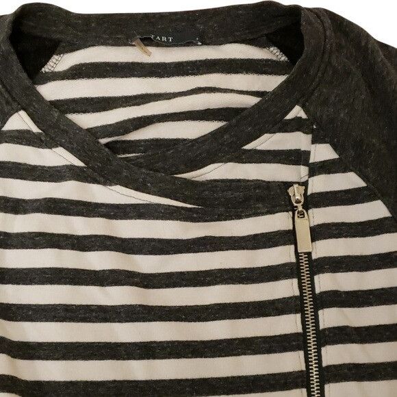 TART Collections Tart Zip Up Moto Sweatshirt Jacket Wrap Side Zip Stripe Grey Size M / US 6-8 / IT 42-44 - 6 Thumbnail
