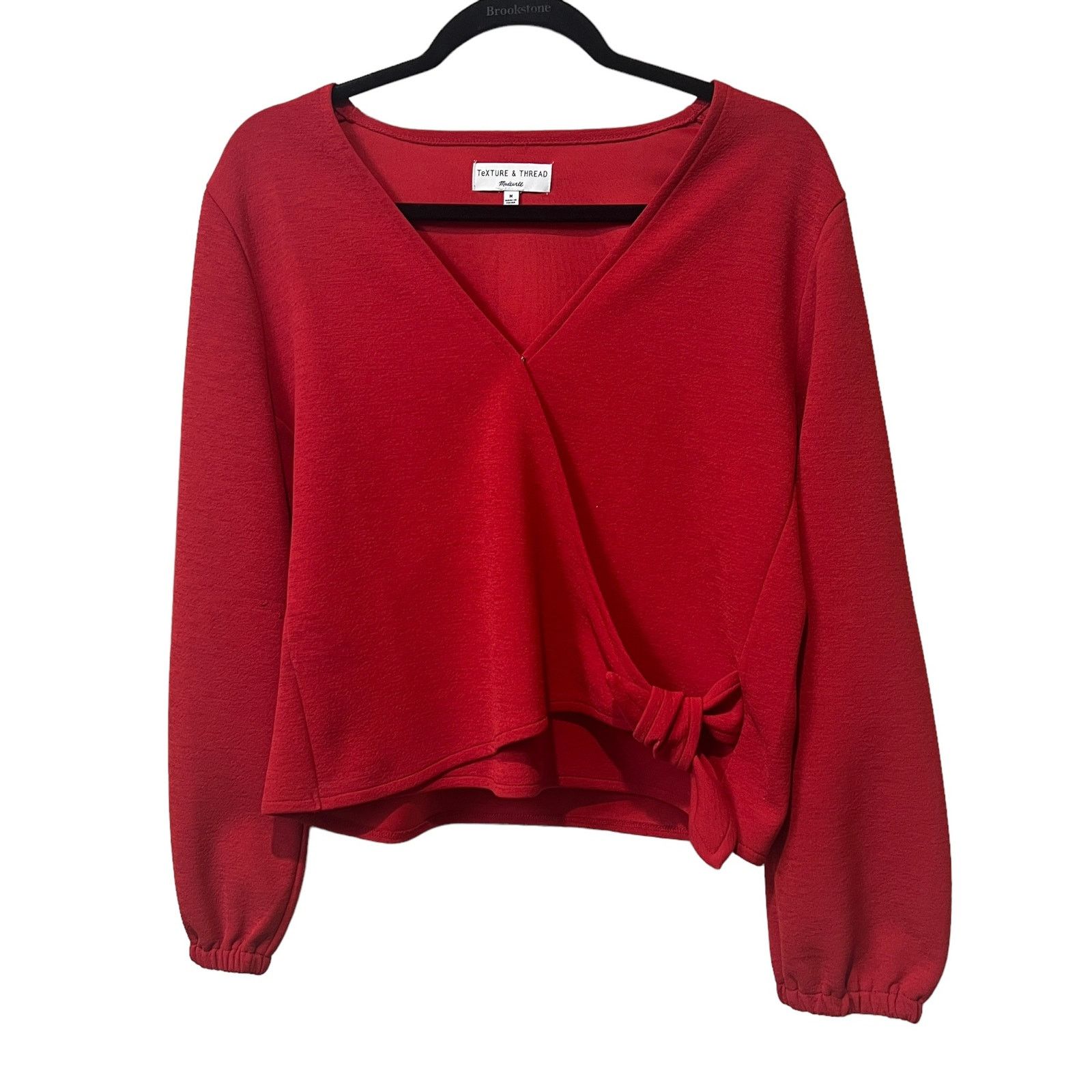 Madewell Madewell Texture + Thread Red Crepe Mock Wrap Top Blouse M Size M / US 6-8 / IT 42-44 - 4 Thumbnail