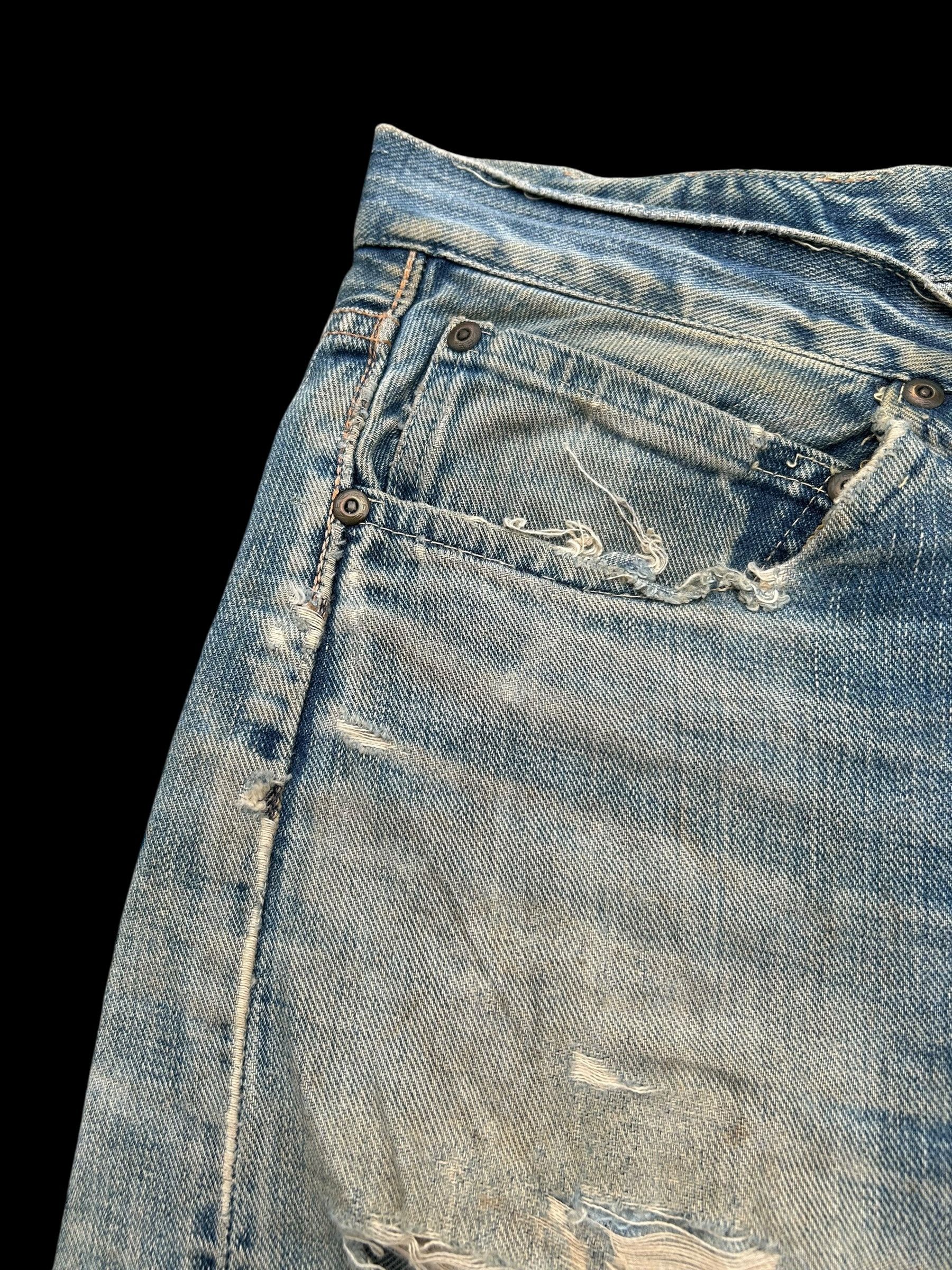 Kapital × Lee × Vintage Thrashed Vintage Lee Riders Selvedge Denim Jeans Size US 35 - 2 Thumbnail