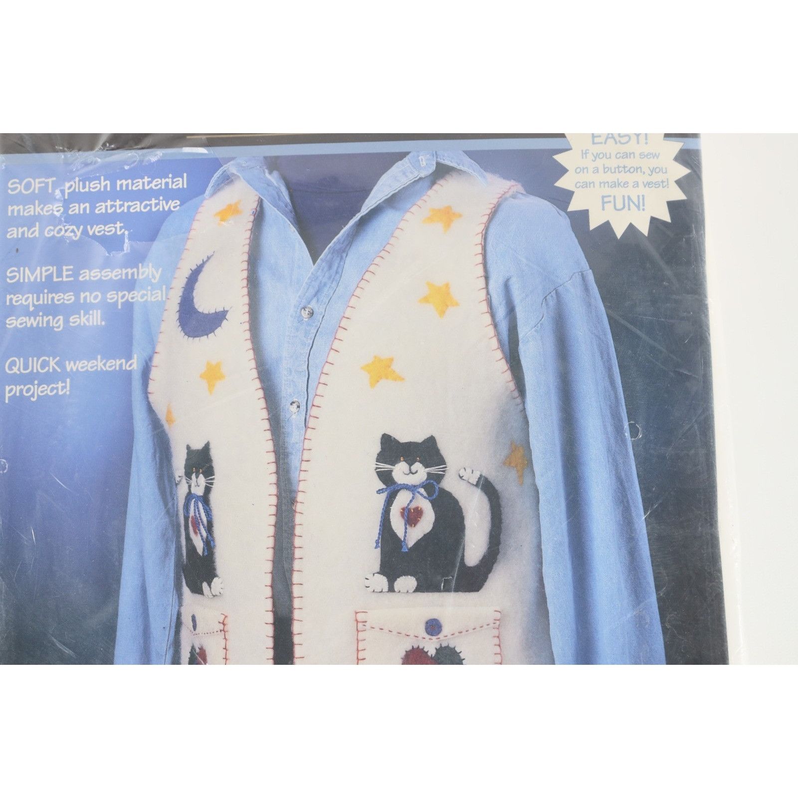 Vintage Deadstock Vintage 90s Streetwear Country Cat Applique Vest Size ONE SIZE - 3 Thumbnail