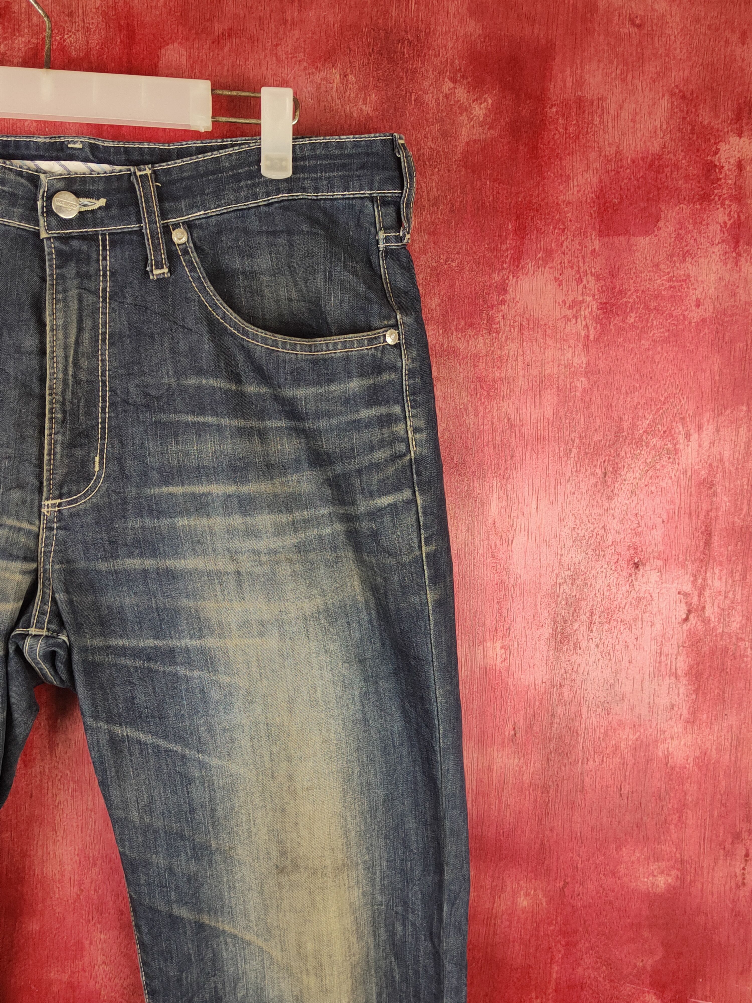 Japanese Brand Wrangler Dark Blue Distressed Ripped Jeans #S1663 Size US 34 / EU 50 - 5 Thumbnail