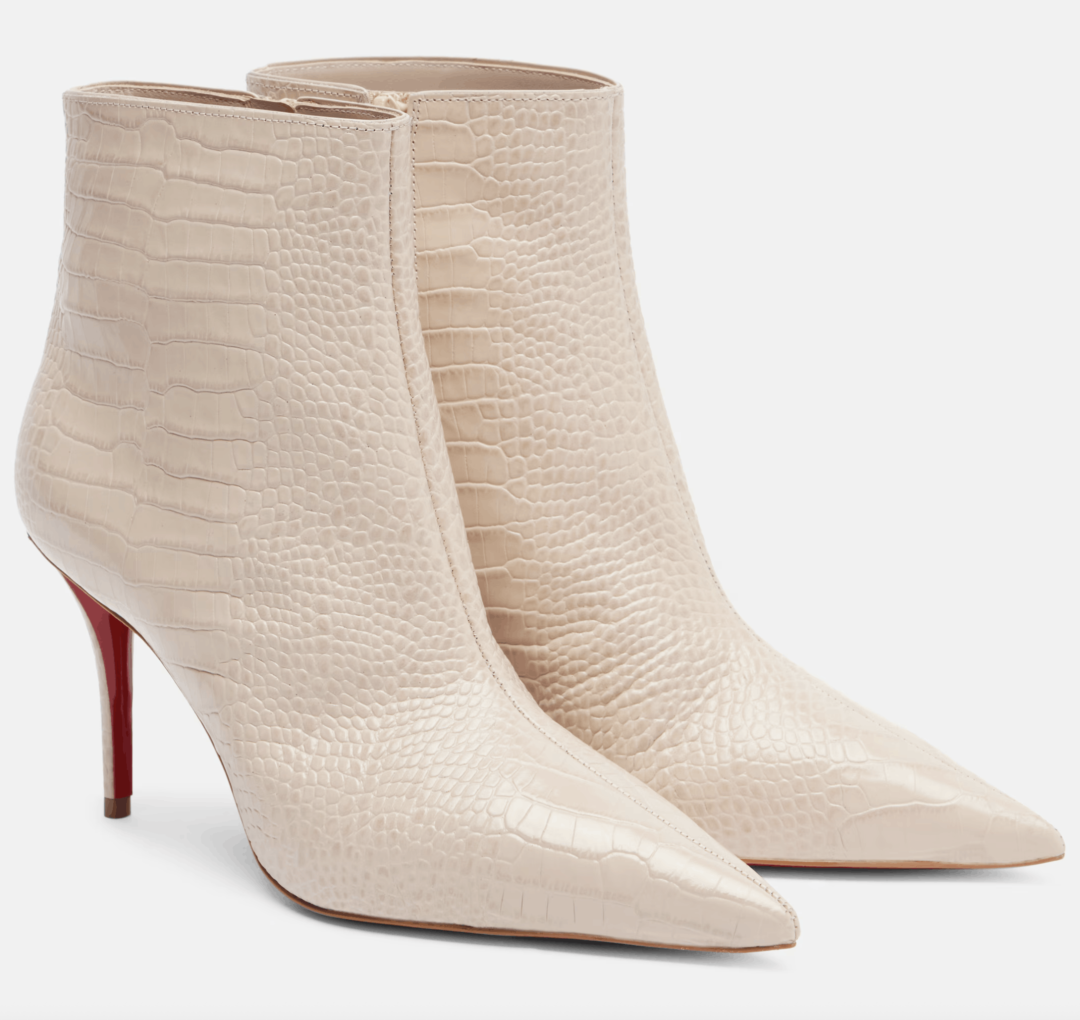 Miss Z Booty 80 Pearl Beige Croc Short Ankle Heel Boot 39.5