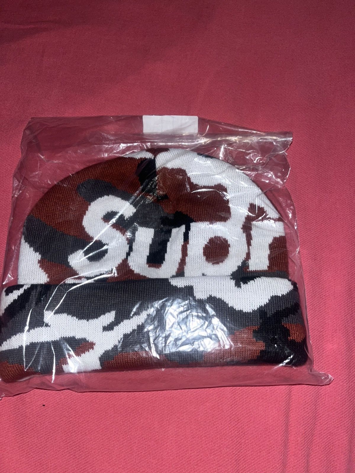 Supreme Supreme Big Logo Beanie Tan Plaid | Grailed