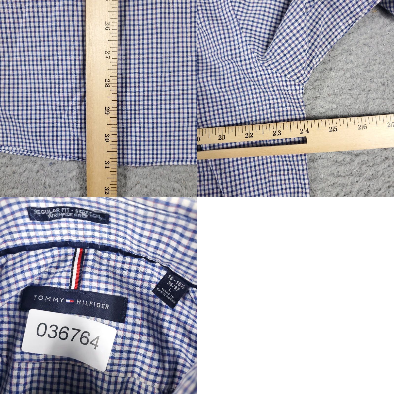 Tommy Hilfiger VINTAGE Tommy Hilfiger Shirt Mens Large Blue Check Casual Button Up Long Sleeve Size US L / EU 52-54 / 3 - 8 Thumbnail