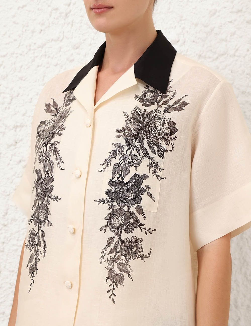 Zimmermann oc11z1025 Short Sleeve Shirt in Cream Size L / US 10 / IT 46 - 5 Thumbnail