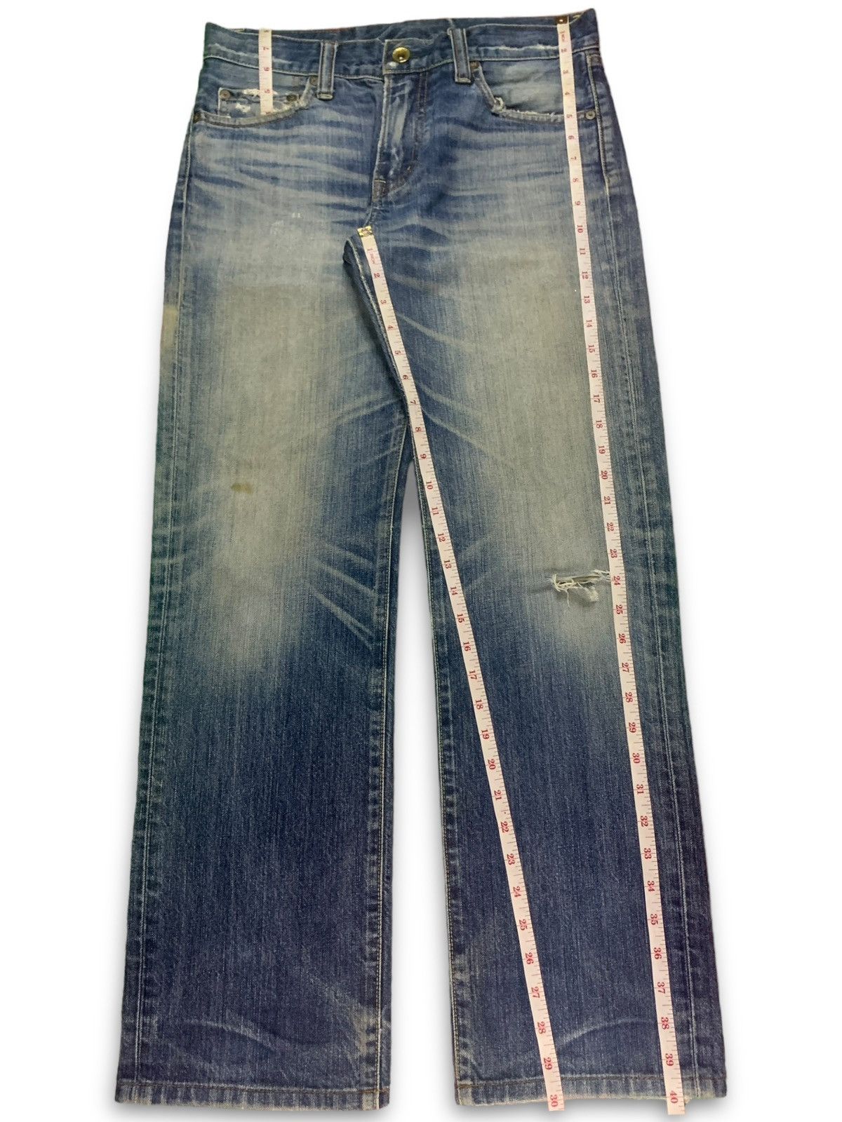 Uniqlo Vintage Uniqlo Blue Wash Distressed Baggy Jeans 32x30 Size US 32 / EU 48 - 12 Thumbnail