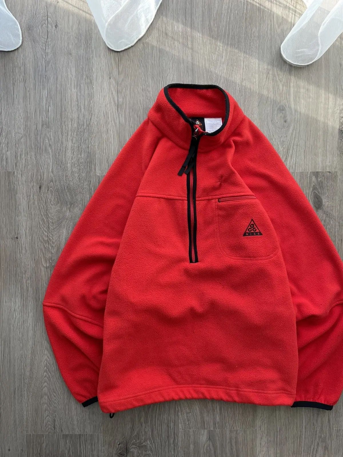 Nike × Nike ACG × Vintage Vintage Nike ACG Fleece Jacket Red Y2K big Logo Size US M / EU 48-50 / 2 - 11 Thumbnail