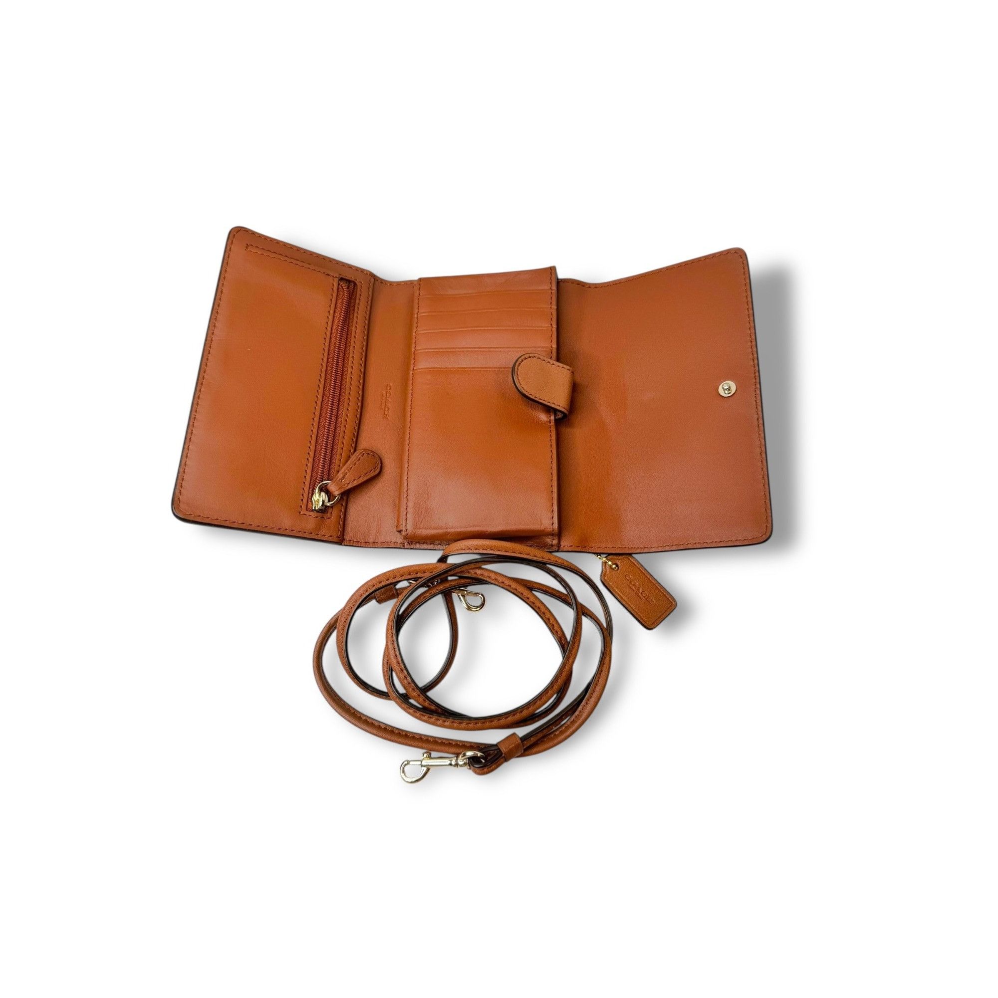 Coach Coach Brown Leather Wallet Purse Phone Holder Removable Stra Size ONE SIZE - 2 Thumbnail