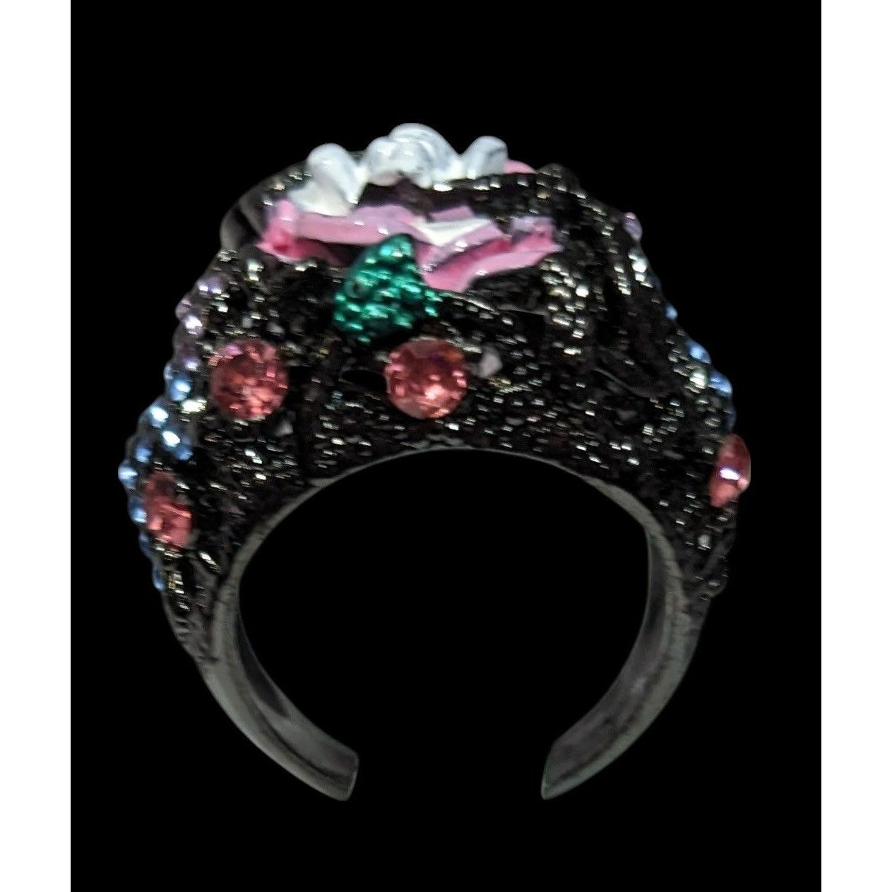 Other Pastel Goth Romantic Floral Enamel And Gemmed Ring Size 8 1/ Size ONE SIZE - 4 Thumbnail