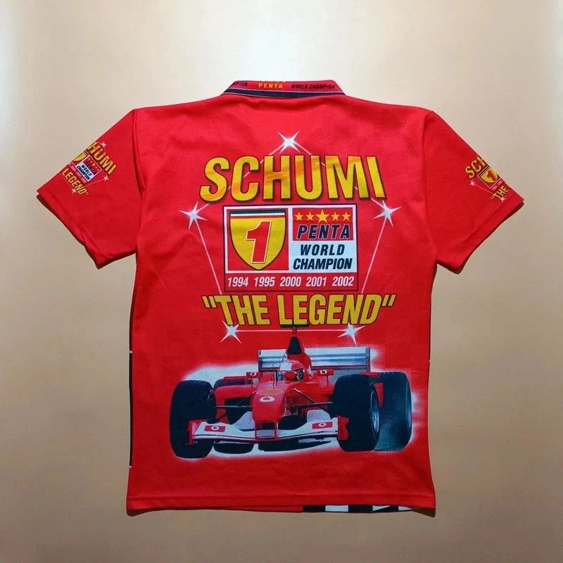 Ferrari Vintage Ferrari F1 Schumacher Red Polo Big Graphic Print L Size US L / EU 52-54 / 3 - 9 Thumbnail
