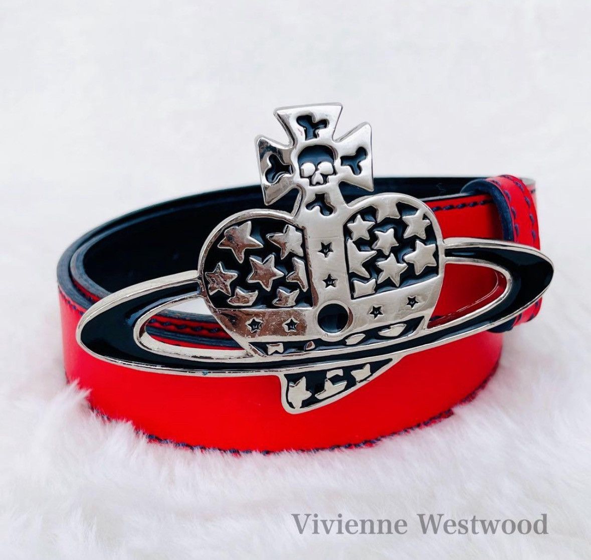 Vivienne Westwood Heart and Skull Orb Belt, Black and Blue | Grailed