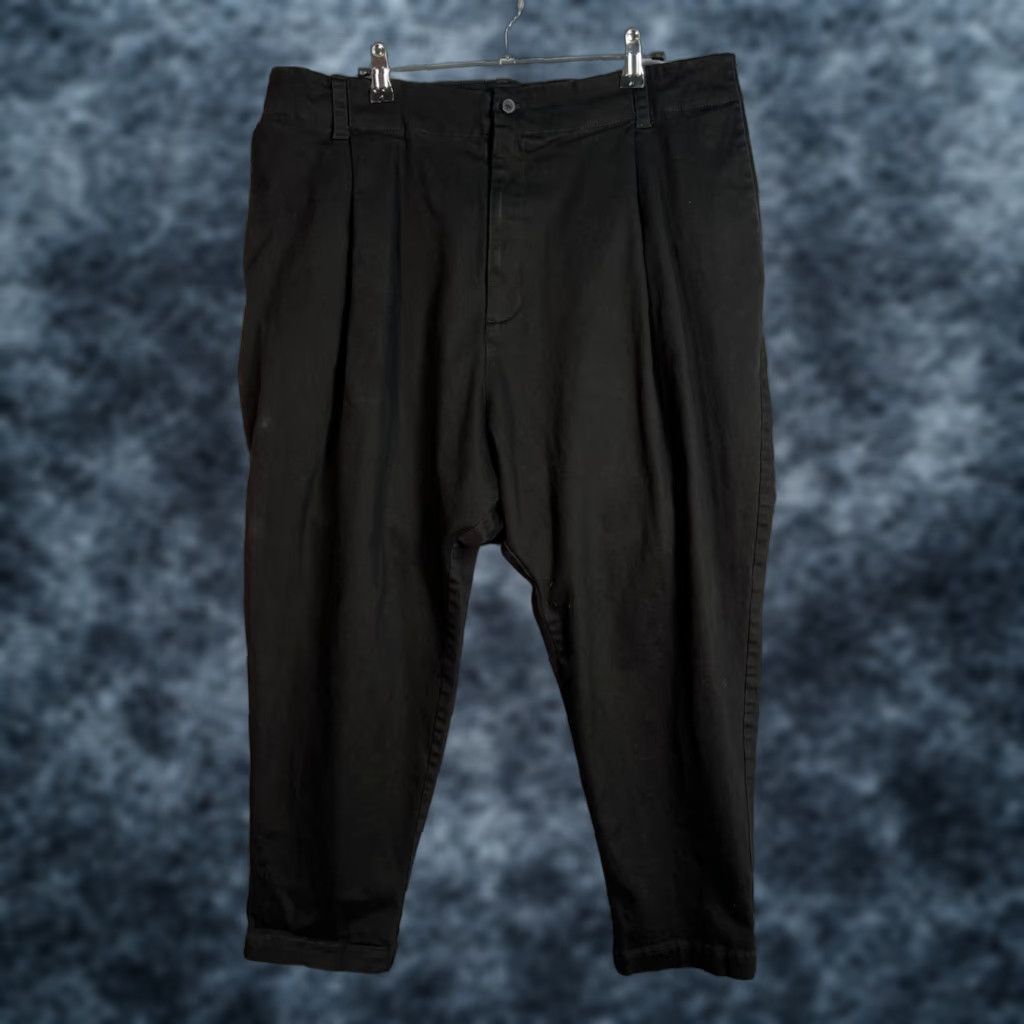Vintage Takamura Womens XL Black Pleated Cropped Wide-Leg Pants Size 40" / US 18 - 1 Thumbnail
