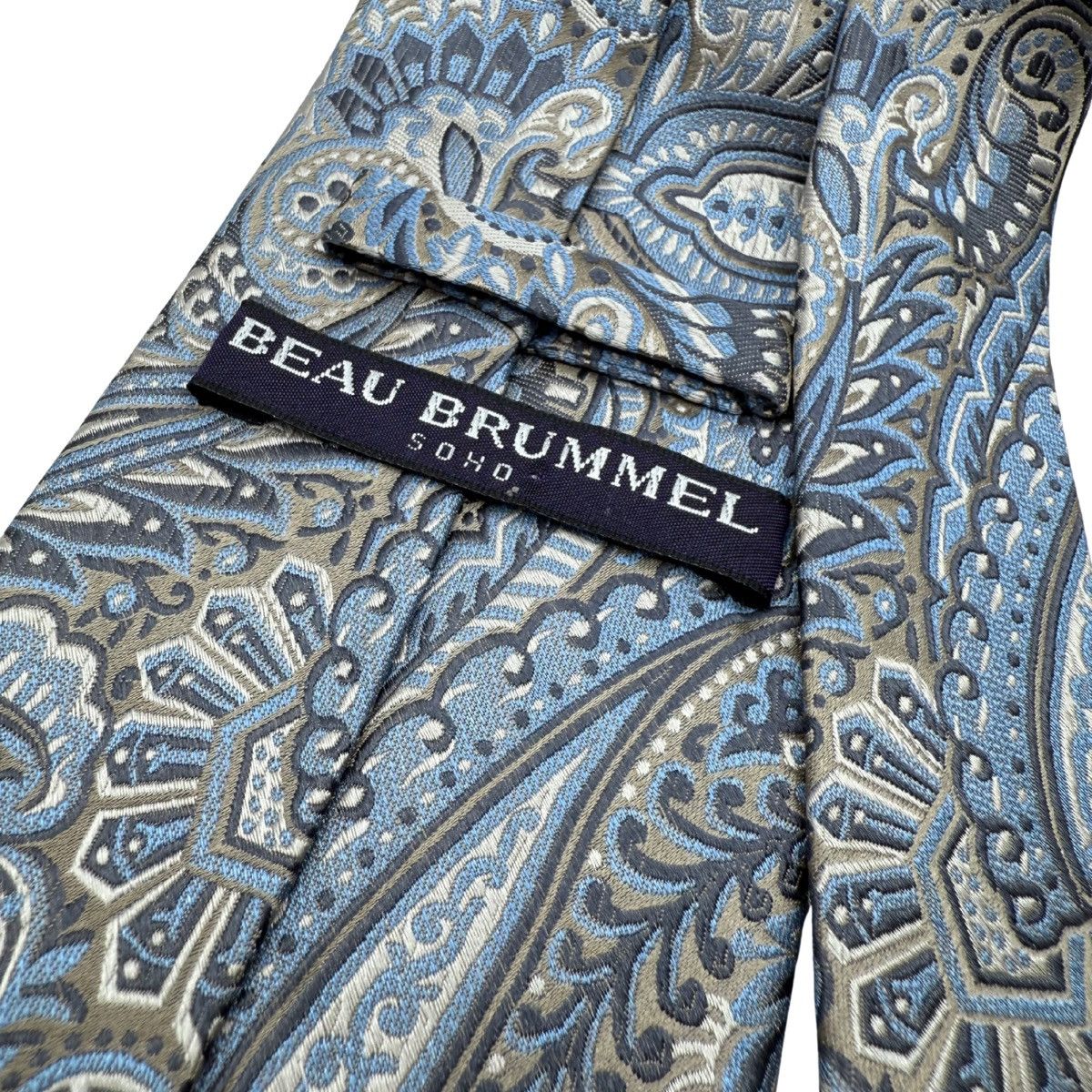 Other Beau Brummel Silk Tie, Blue & Taupe Paisley, Like New Size ONE SIZE - 4 Thumbnail