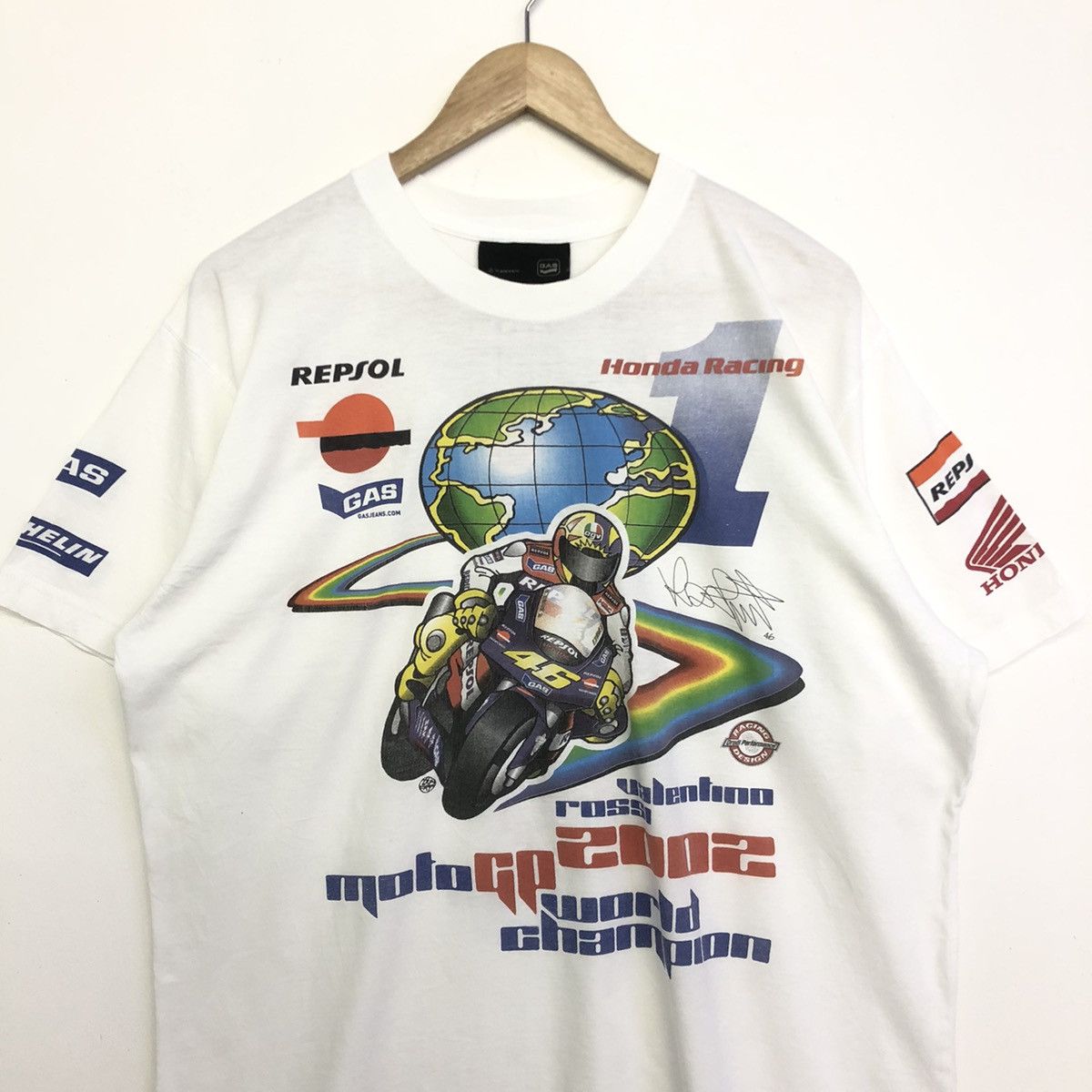 Fox Racing × GAS Vintage VALENTINO ROSSI 2002 MOTOGP World Champion Tshirt Size US L / EU 52-54 / 3 - 3 Thumbnail