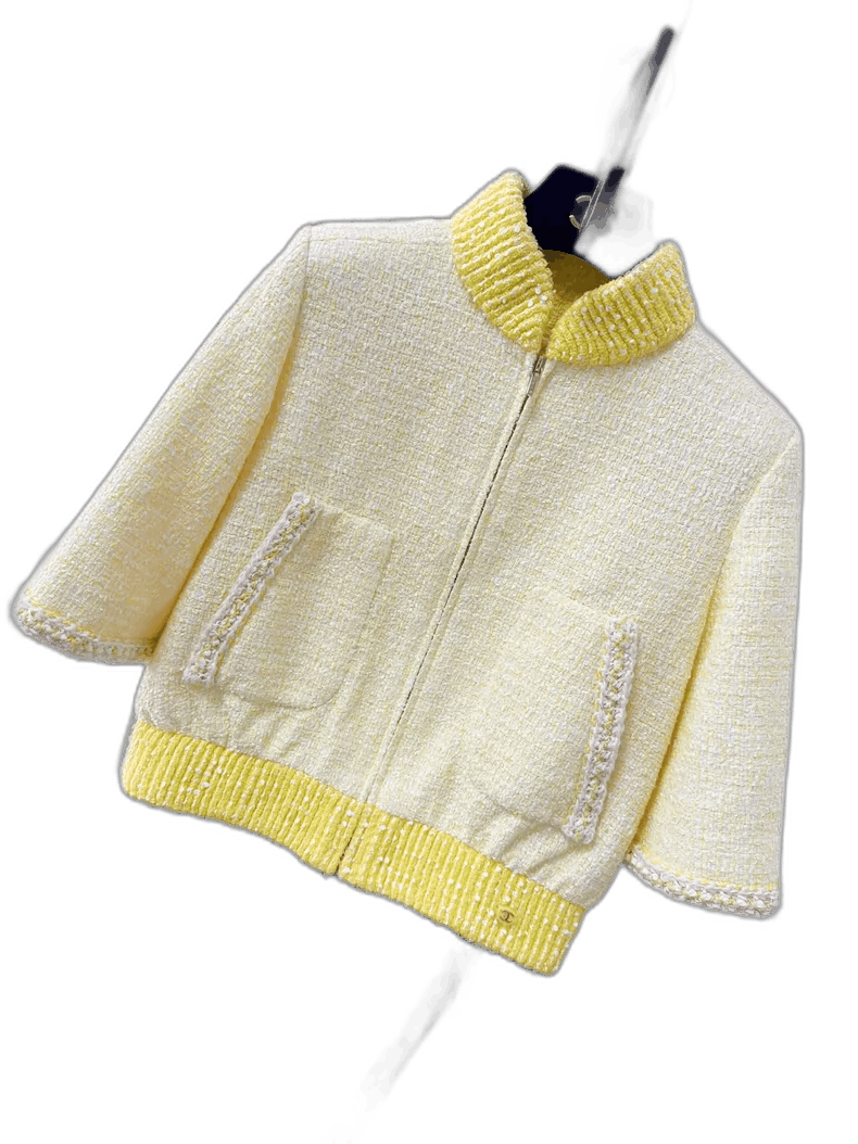 Chanel Chanel Yellow Embroidered Tweed Jacket Size S / US 4 / IT 40 - 1 Thumbnail