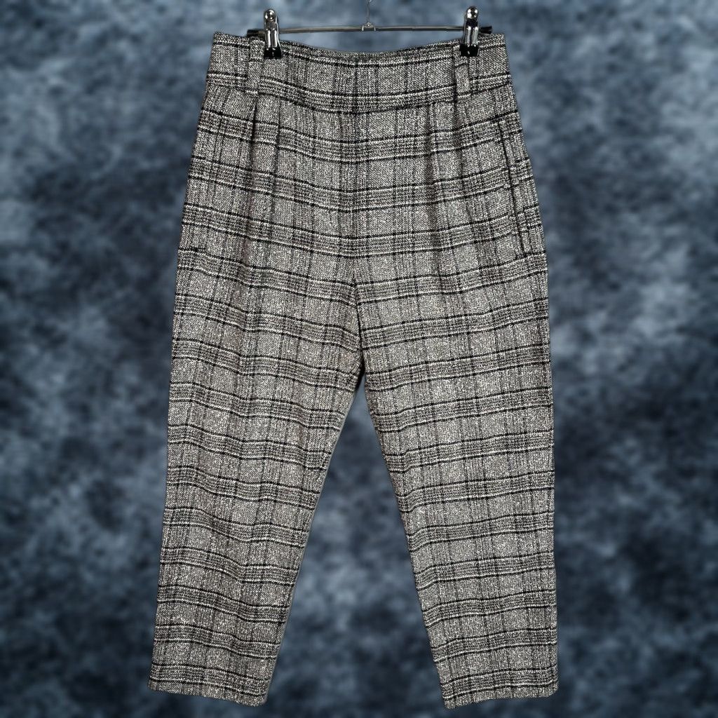 Reiss Reiss Arya Pants Womens 2 Gray Black Plaid Cropped Straight Wool Blend Polyester Tailored Business Size 26" / US 2 / IT 38 - 1 Thumbnail