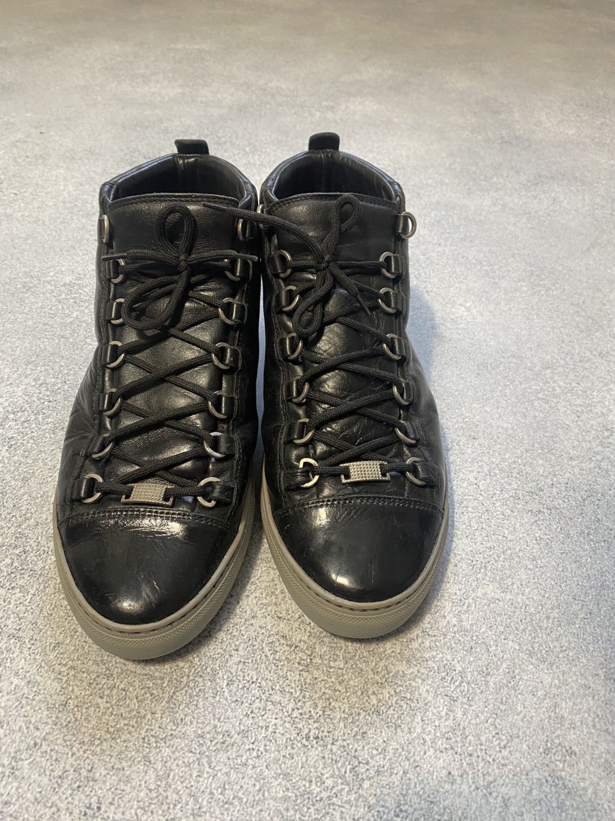 Archival Clothing x Balenciaga Arena Black High Leather Shoes, Men's (Size 8)