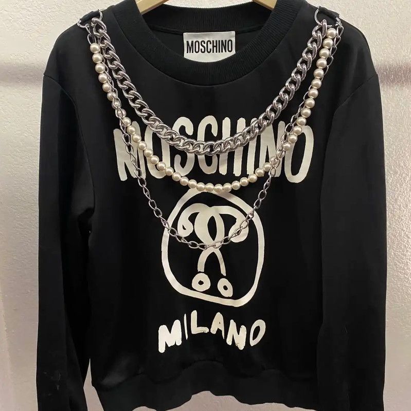 Moschino Moschino Black Cotton Blend Short Sleeve Sweatshirt 0089 Size S / US 4 / IT 40 - 1 Thumbnail
