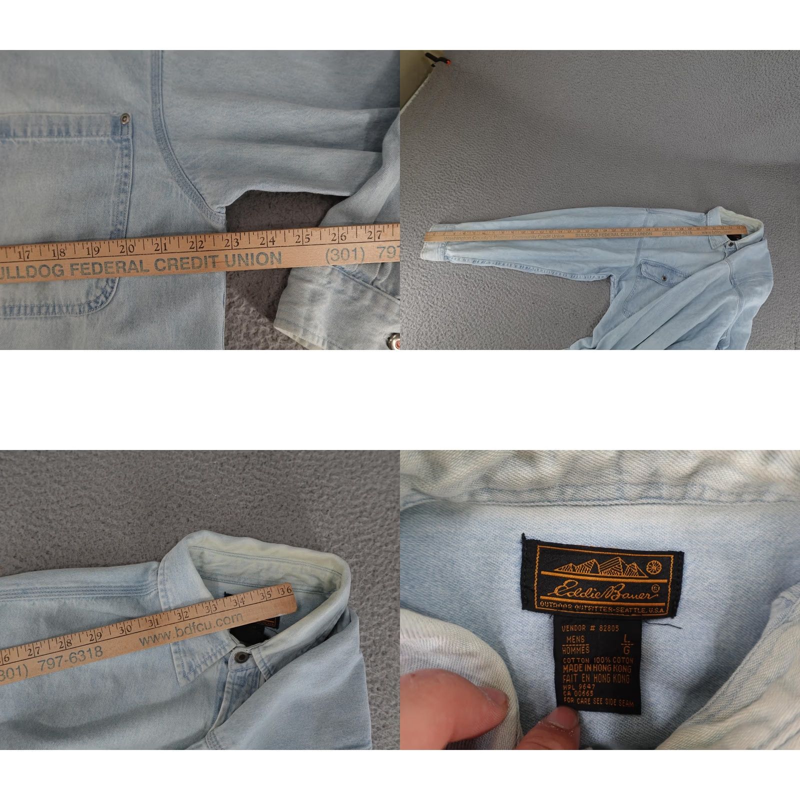 Eddie Bauer VINTAGE Eddie Bauer Shirt Mens Large Blue Denim Wilderness Canoe Graphic 90s Size US L / EU 52-54 / 3 - 8 Thumbnail