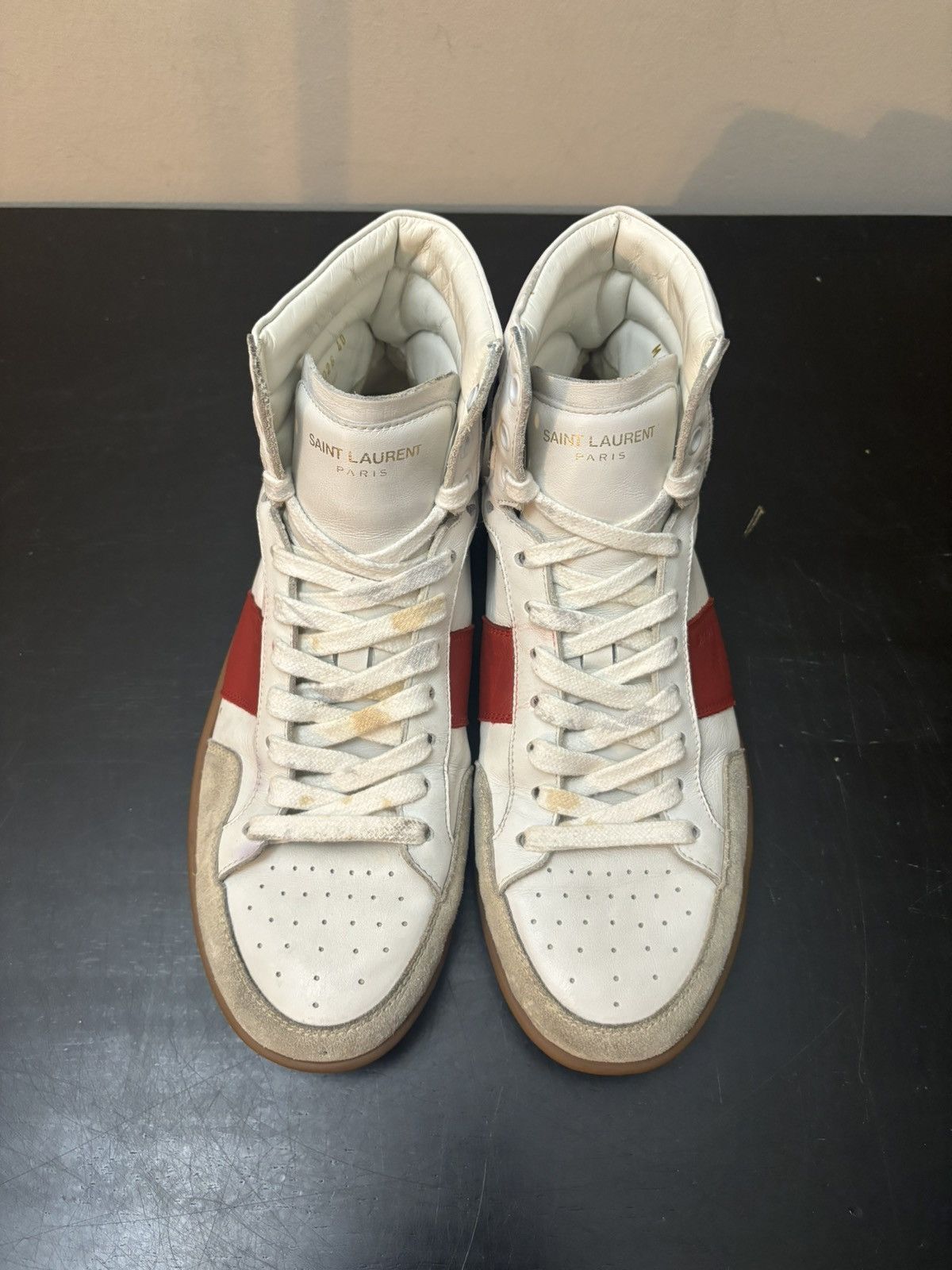 Saint Laurent Paris Saint Laurent Paris SL-10H Leather Sneakers White Red Gum Size US 7 / EU 40 - 2 Thumbnail