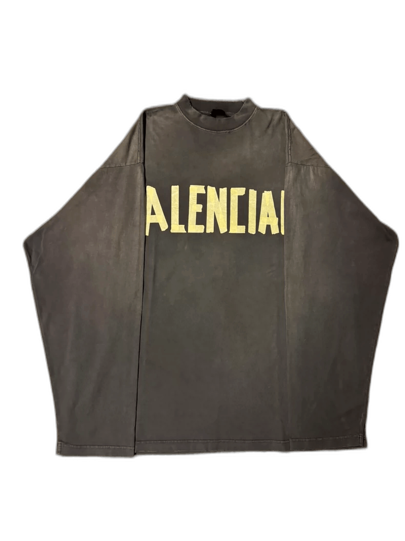 Balenciaga Balenciaga Black Logo Print Long Sleeve TShirt-2505 Size L / US 10 / IT 46 - 1 Thumbnail