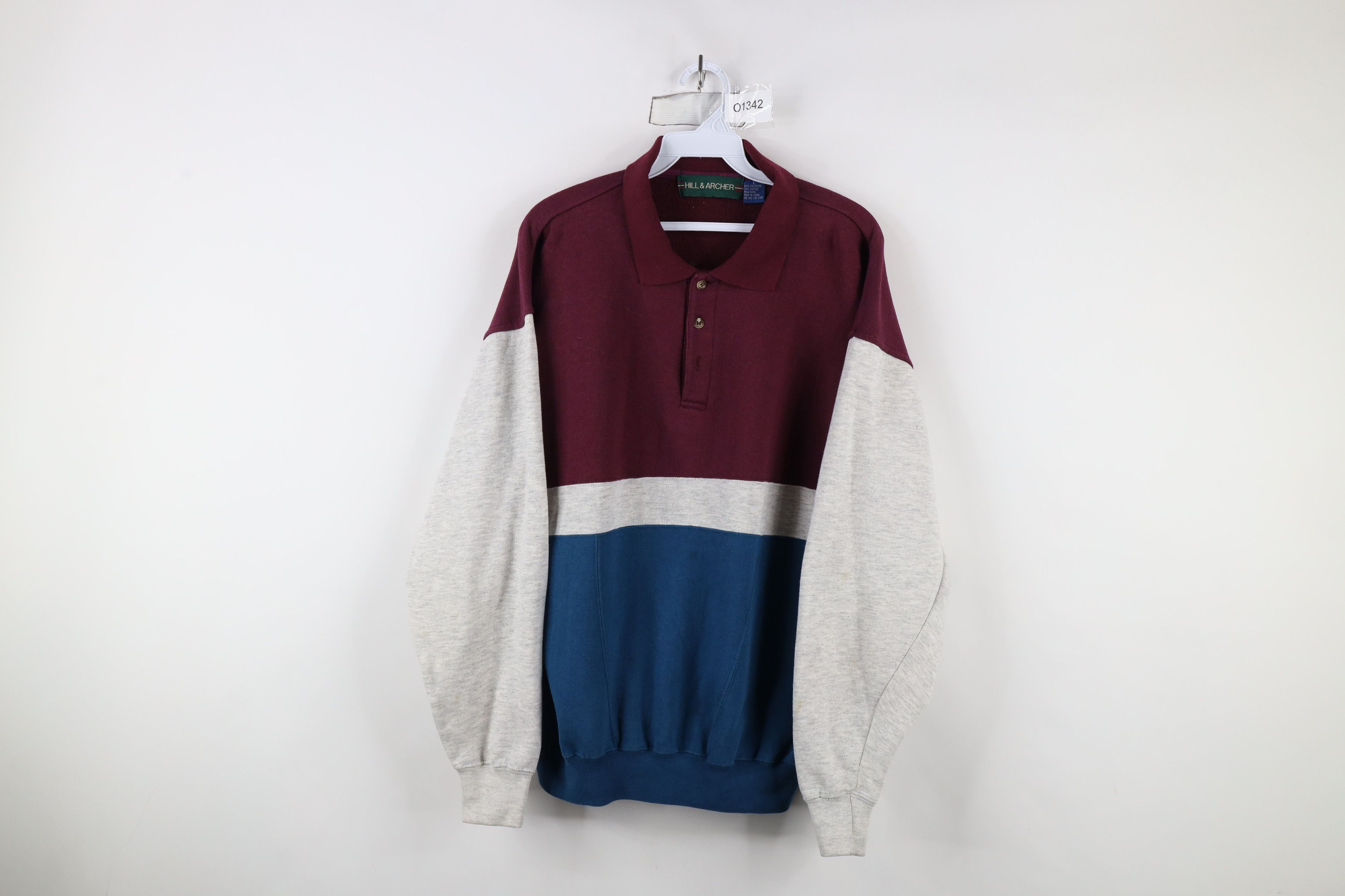 Vintage Vintage 90s Streetwear Block Collared Pullover Sweatshirt Size US L / EU 52-54 / 3 - 1 Thumbnail