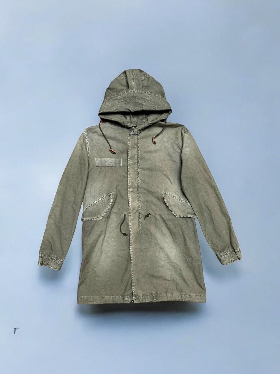 Mr&Mrs Italy Parka Coat Jacket Sz M-L Blue Hood Fox Wool