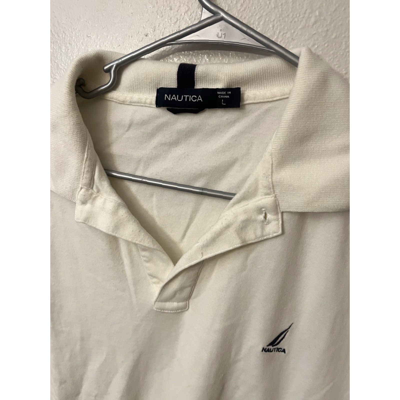 Nautica Nautica Mens Size Large White Shirt Polo Short Sleeve Solid Classic Fit Size US L / EU 52-54 / 3 - 3 Thumbnail