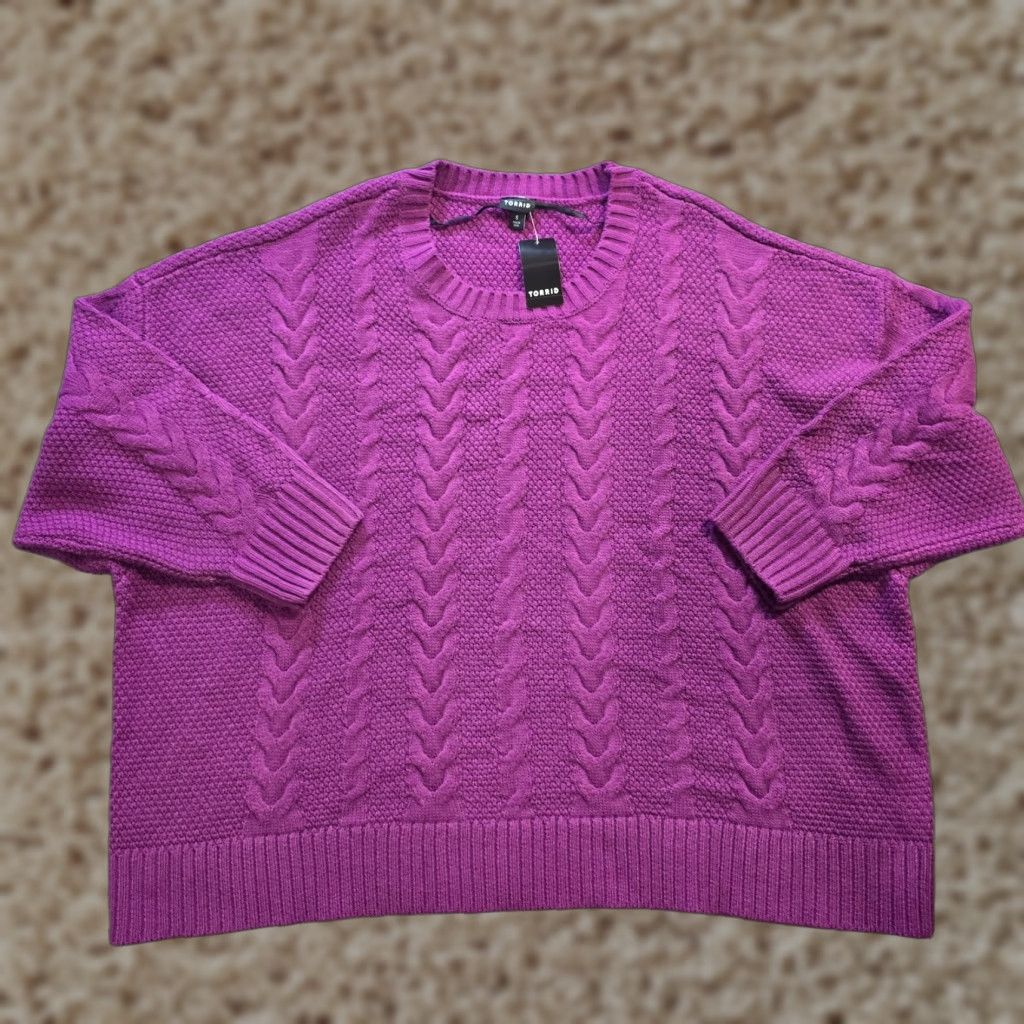 Torrid Torrid Sweater Womens 5X Purple Cable Knit Long Sleeve Crew Neck Pullover Casual Womens Size XXL / US 16-18 / IT 52-54 - 1 Thumbnail