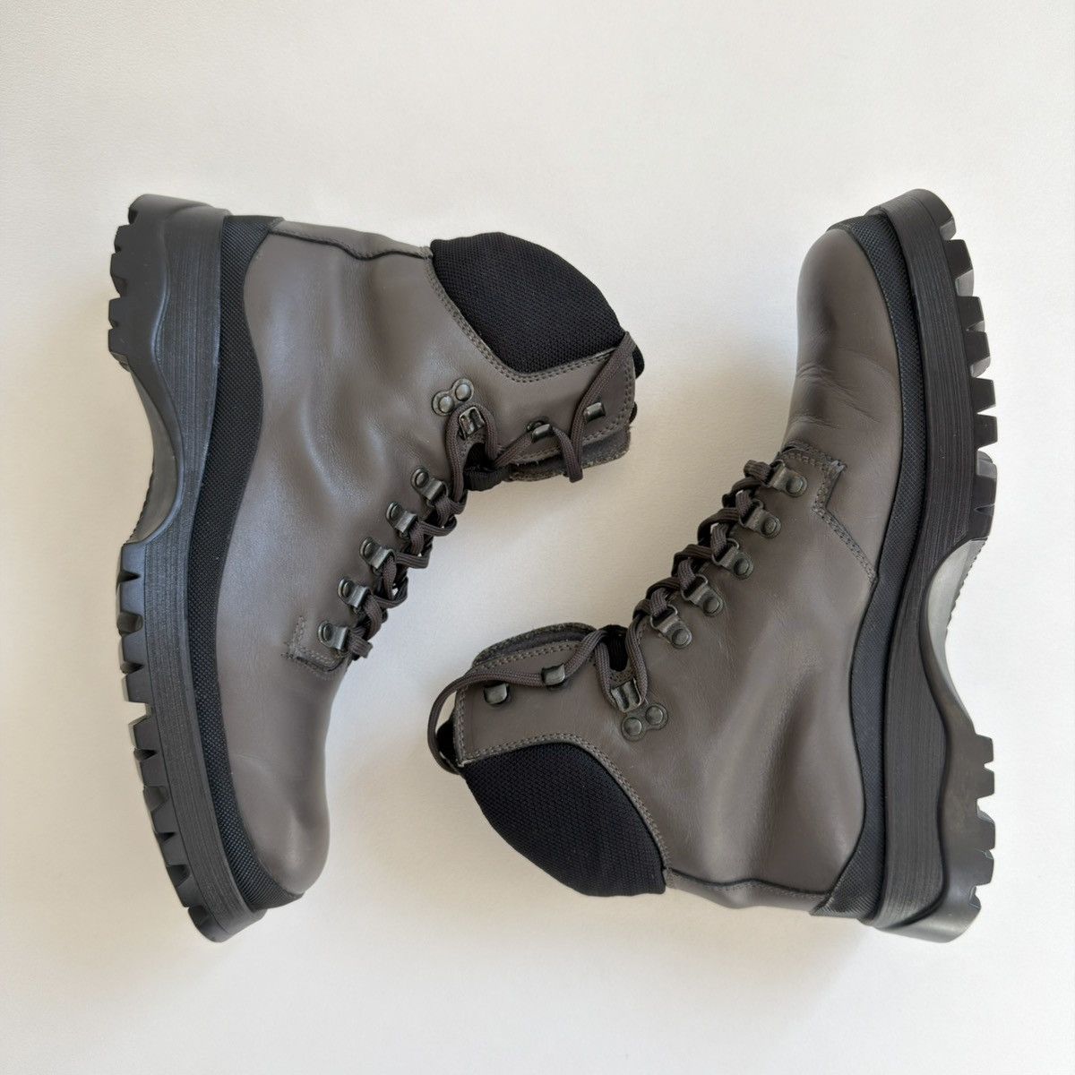 Prada Mid 2000s Gray Leather Combat Boots Size US 9 / EU 42 - 17 Thumbnail
