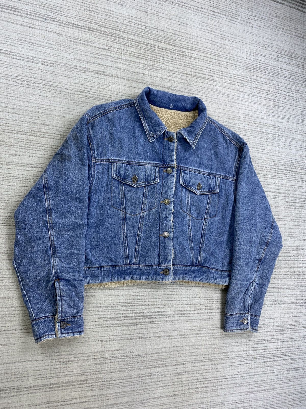 Japanese Brand × Vintage Vintage Sheson Breasted Cropped Sherpa Denim Jacket Size US M / EU 48-50 / 2 - 3 Thumbnail