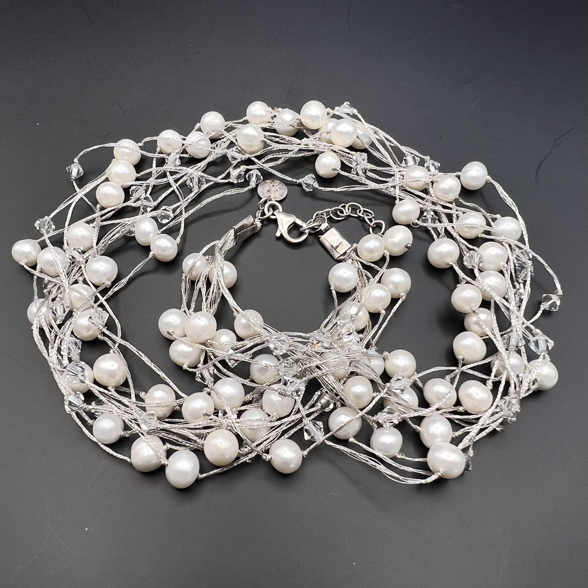 Sterling Silver Vintage Sterling Silver 925 Necklace Mother of Pearl Size ONE SIZE - 6 Thumbnail