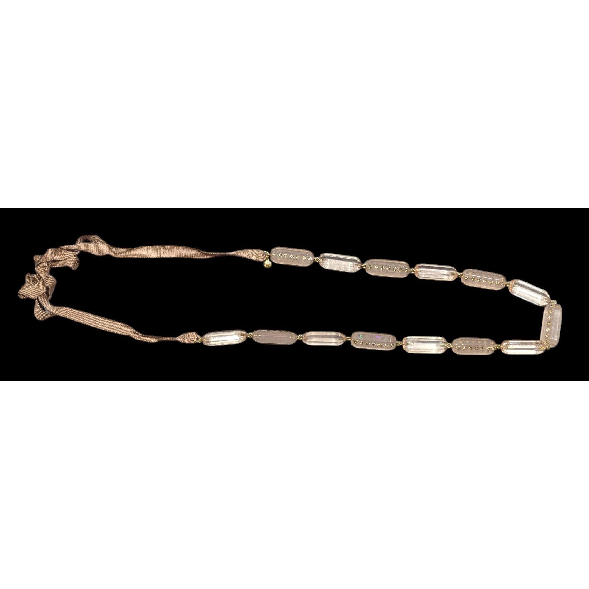J.Crew J.Crew Translucent Pink Link Tie On Necklace With Rhinestone Size ONE SIZE - 2 Thumbnail