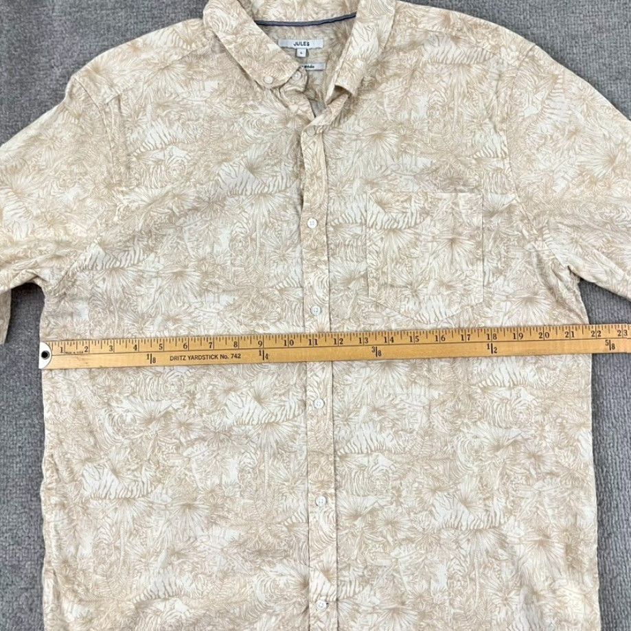 Vintage Jules Shirt Mens Large Brown Floral Button-Down Linen Blend Beach Top Size US L / EU 52-54 / 3 - 5 Thumbnail