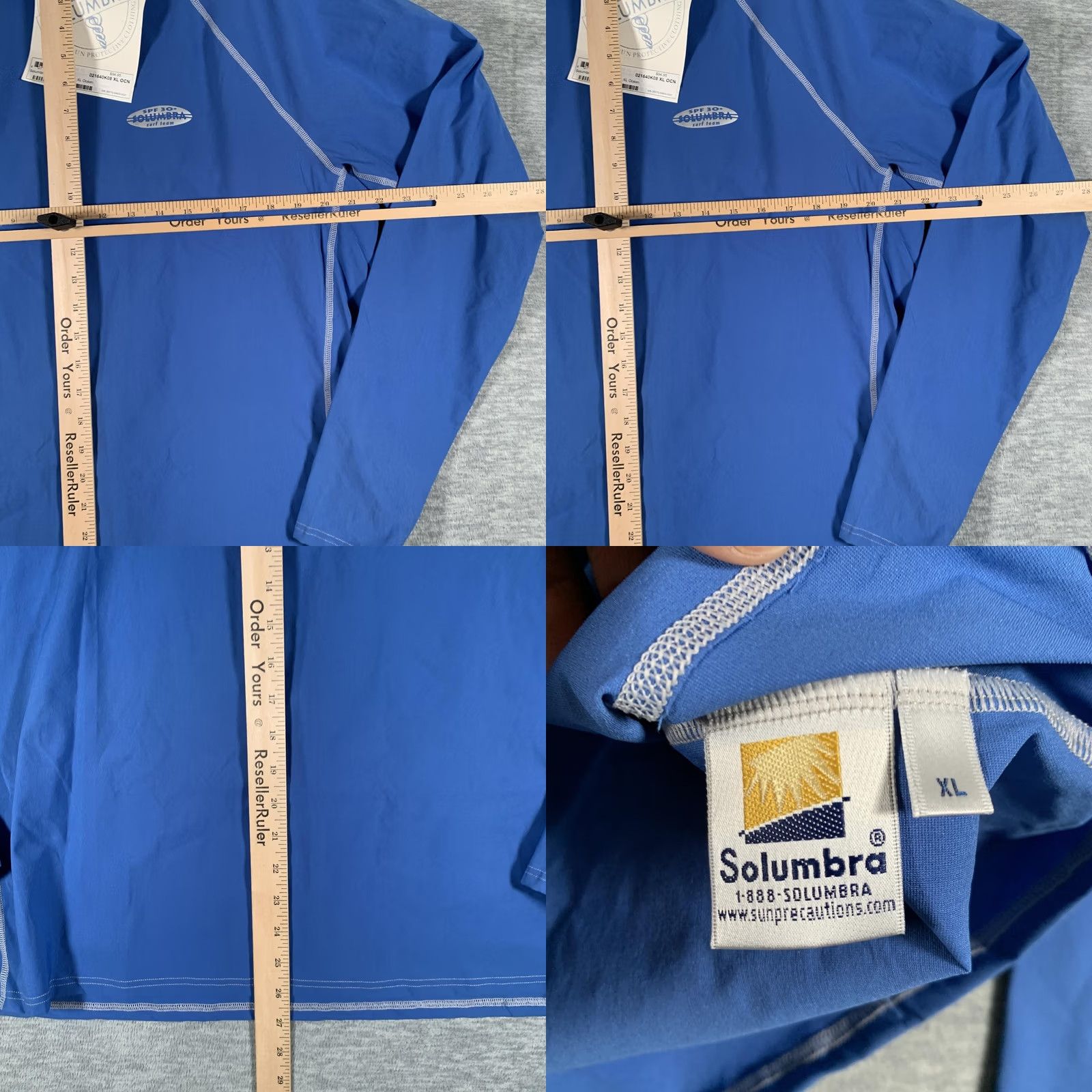 Vintage Solumbra Shirt Mens XL Ocean Blue Mock Neck Long Sleeve SPF 30+ Surf Sun Protection Pullover Raglan Sleeve T-Shirt Nylon Spandex Size US XL / EU 56 / 4 - 9 Thumbnail