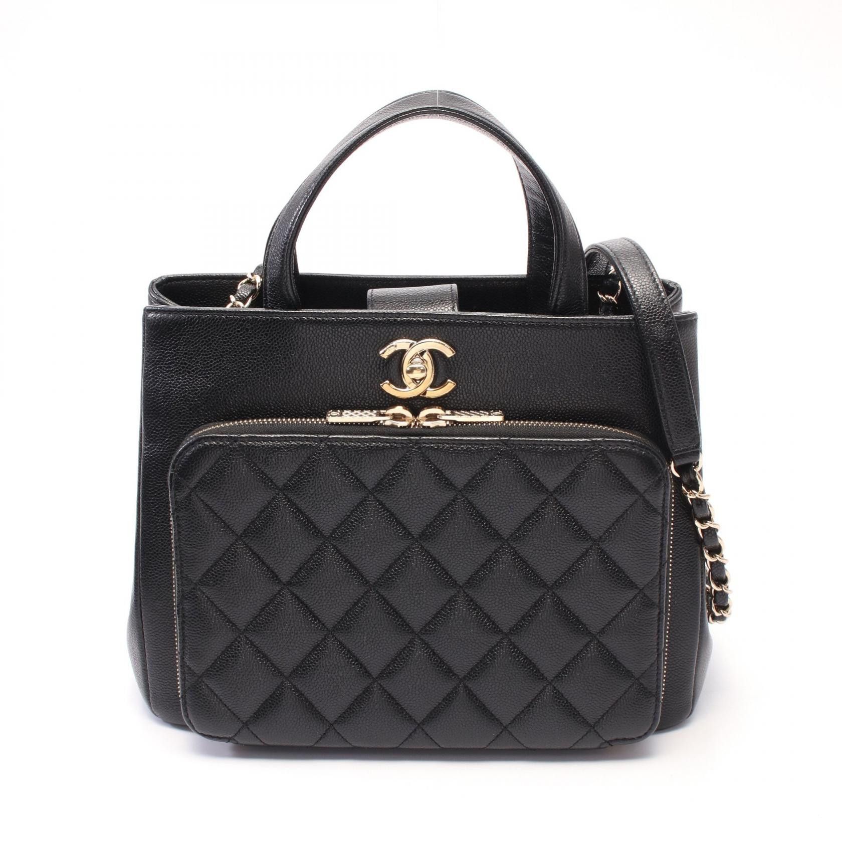 Chanel Chanel Business Affinity Caviar Skin Shoulder Bag Leather Shoulder Bag A93750 in Black, Women's