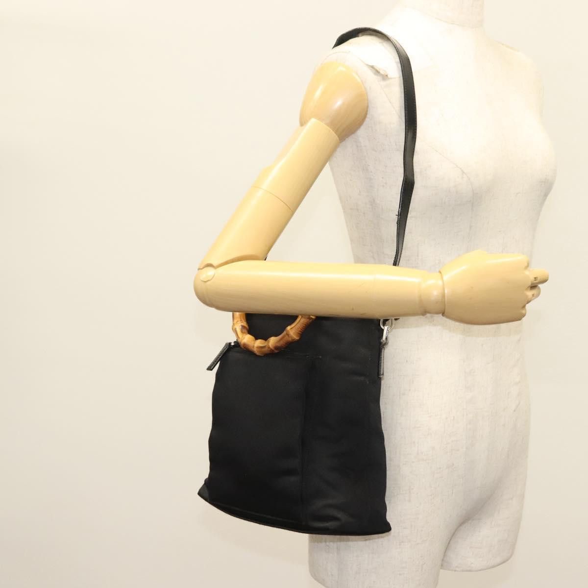 Gucci GUCCI Bamboo Hand Bag Nylon Black Silver 000 2265 000 2265 Size ONE SIZE - 24 Thumbnail