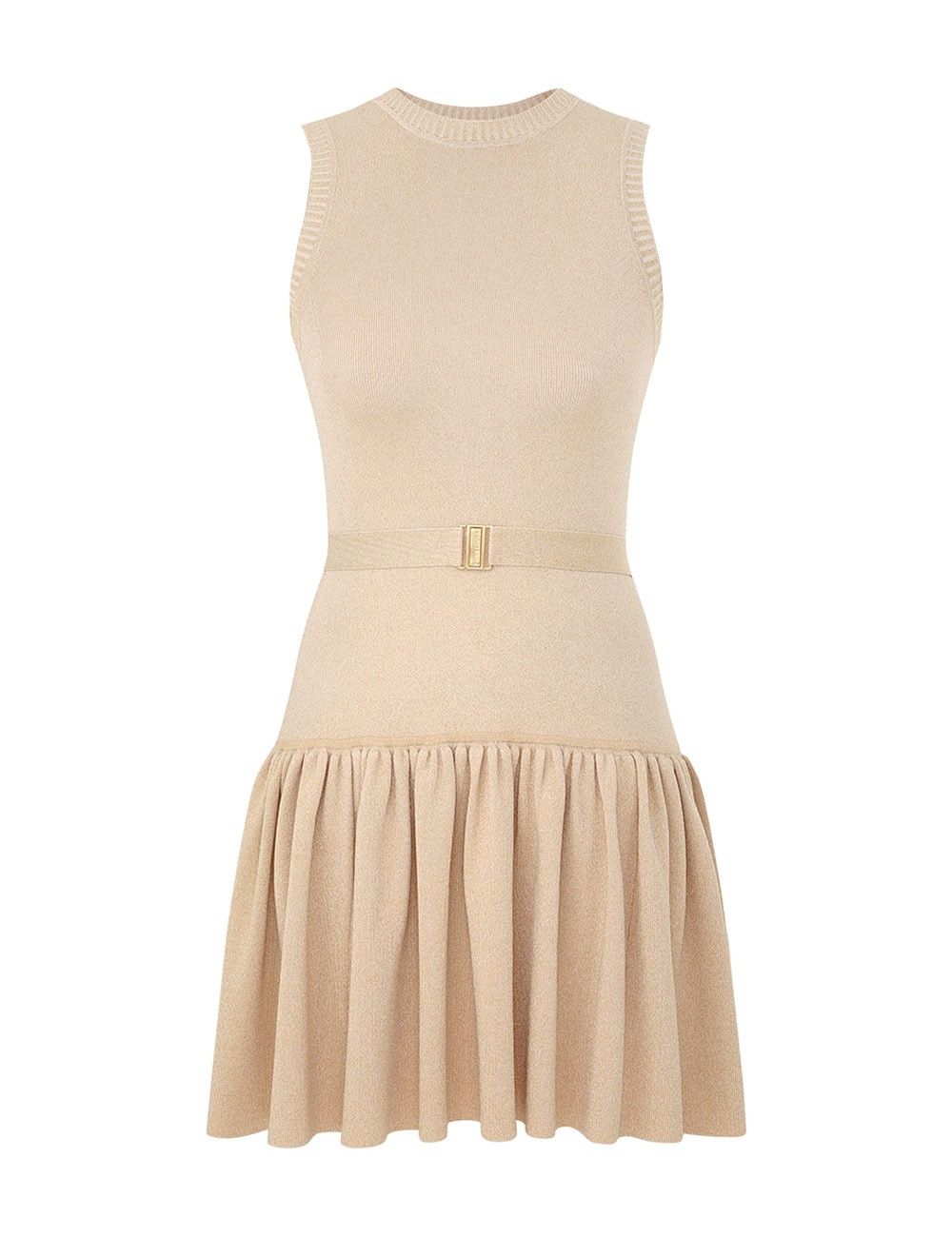oc11z1025 Acacia Metallic Mini Dress in Cream