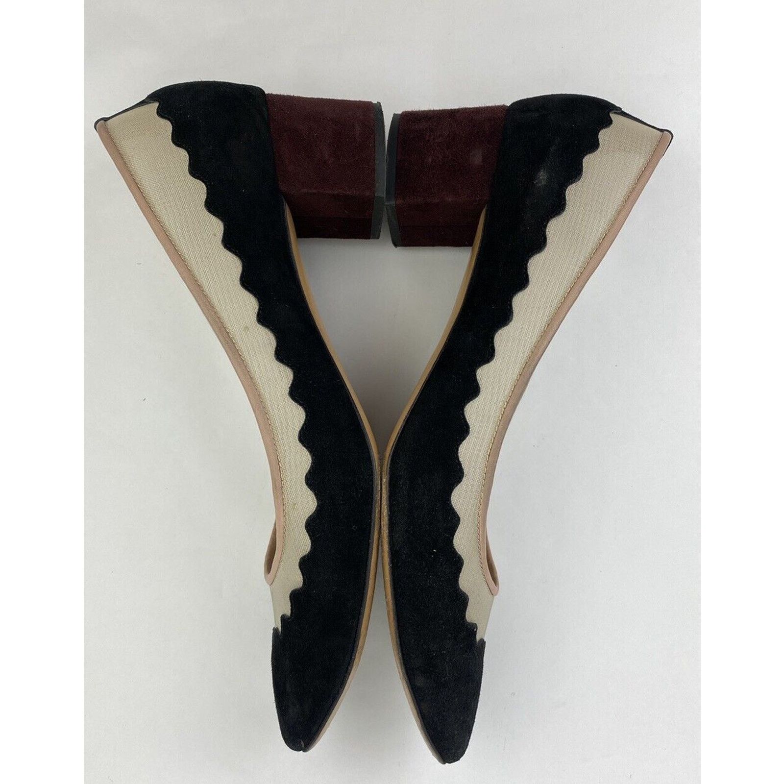 Chloe Chloe Suede Leather Mesh Black Burgundy Heel Pumps Size 38.5 Size US 8 / IT 38 - 7 Thumbnail
