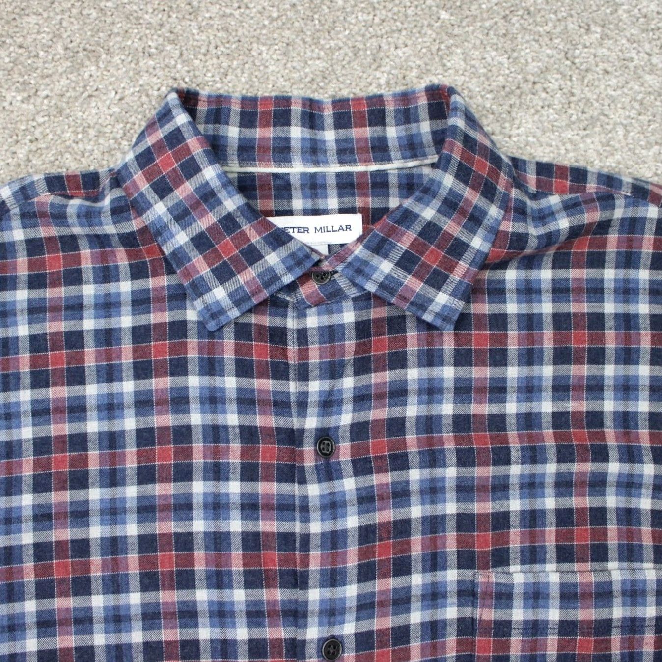 Peter Millar Peter Millar Shirt Men Large Red/Blue Plaid Gander Sport Cotton Long Sleeve Size US L / EU 52-54 / 3 - 6 Thumbnail