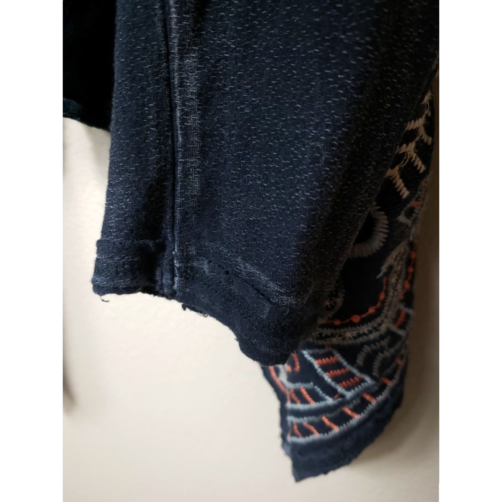 Vintage MONORENO Embroidered Acid Wash Knit Open Jacket Womens M Black Pockets Bohemian Artsy 90s Style Jacket Mens Womens Girls (adjusted to fit rules) Size M / US 6-8 / IT 42-44 - 6 Thumbnail