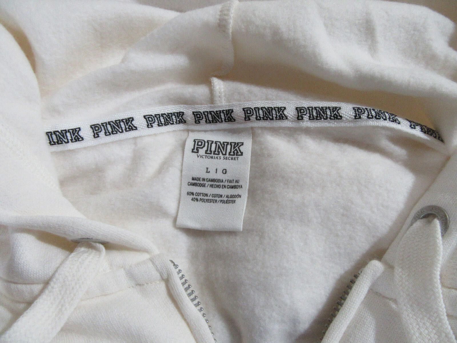 Designer Victoria's Secret Pink Hoodie White Size Large NWOT Size L / US 10 / IT 46 - 8 Thumbnail