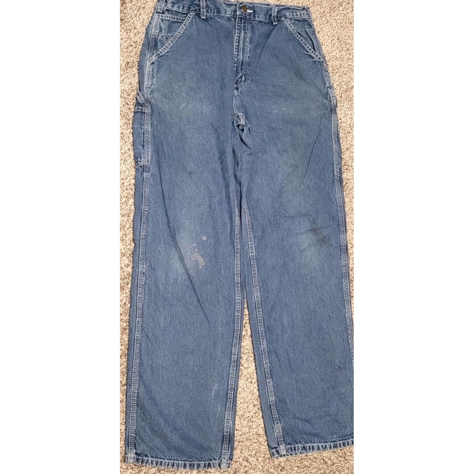 Carhartt Carhartt Jeans Mens Regular 34x33 Denim Carpenter B13-DST Blue 5-Pocket Workwear Break-in Style Comfortable Modern Fit Mens Size US 34 / EU 50 - 2 Thumbnail