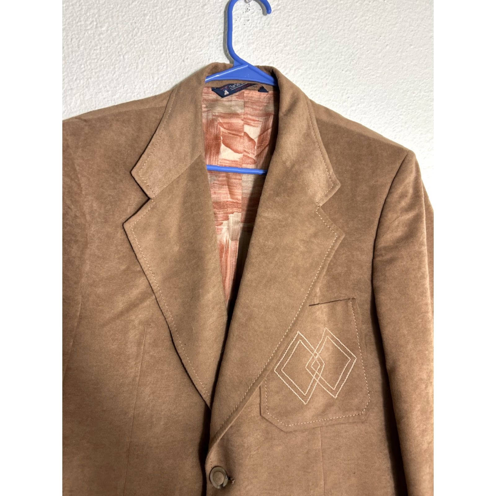 Vintage VINTAGE John Keith Coat Blazer Mens Small Brown Polyester Coat Flaw Rip Inside Lining Size 36R - 3 Thumbnail