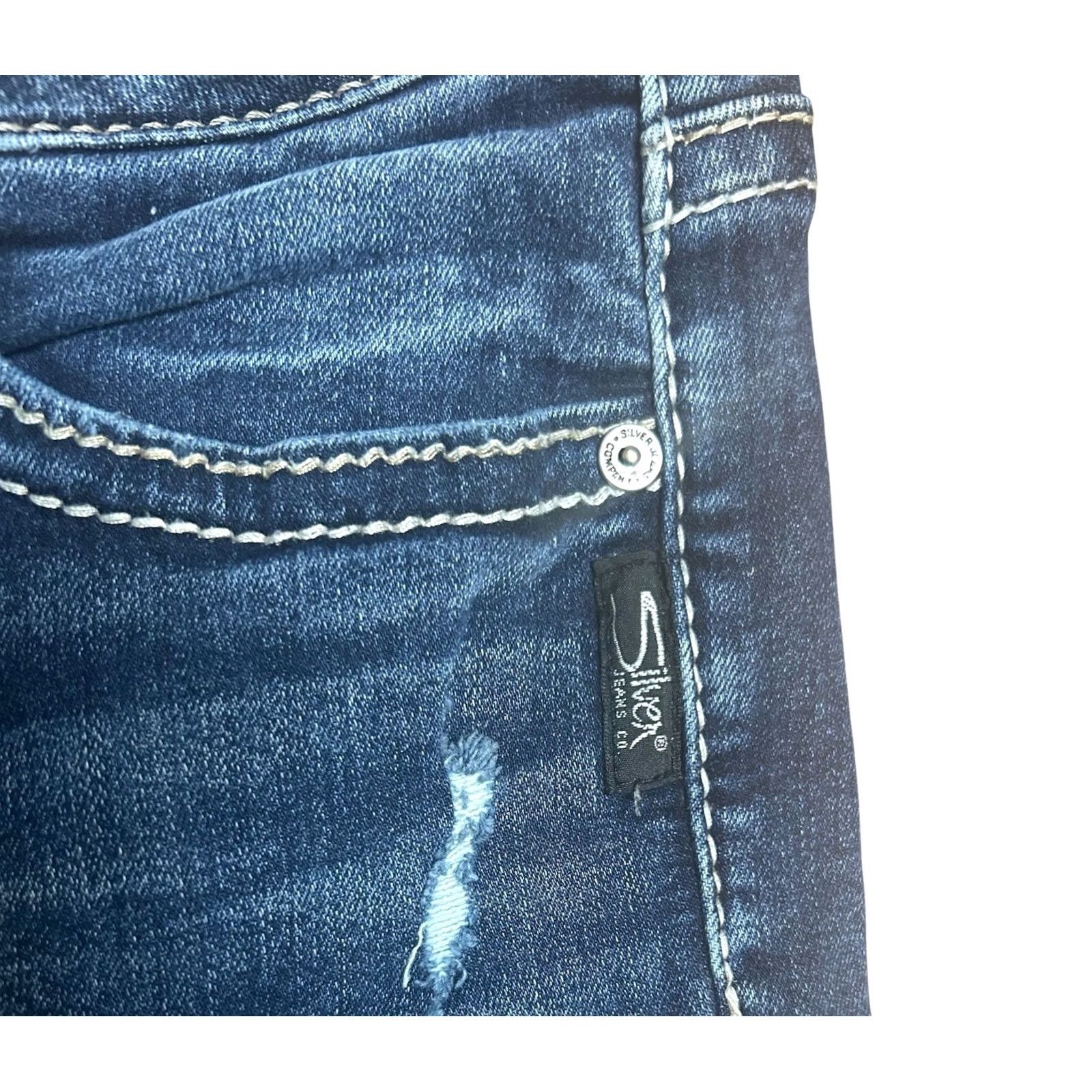 Vintage Silver Jeans Suki Mid Super Skinny Jeans Women’s 30x29 Medium Wash Stretch Denim Jeans 5-Pocket Design Boys? Size 30" / US 8 / IT 44 - 3 Thumbnail
